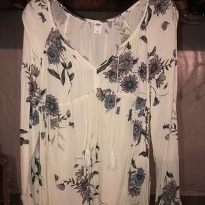 Off-white floral peasant top